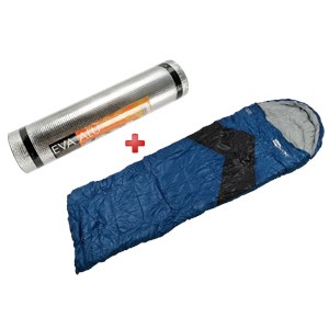 Saco de Dormir Viper Preto e Azul + Isolante Térmico Alu - Nautika